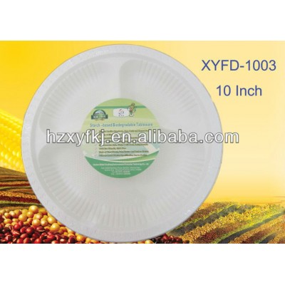 biodegradable disposable 10 inch three compartments plastic plate