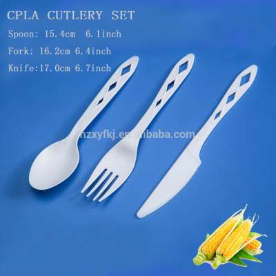 Biodegradable Dispostable CPLA cutlery Flatware set Forks, Knives & Spoons Set made from cornstarch