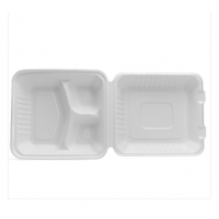 disposable plates Contenedor Almeja 20x20 8" clamshell biodegradable